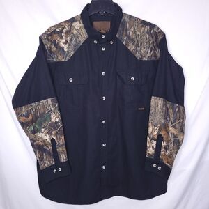 Whitetails Shirt Mens 2XL Black Camo Hunting Mossy Oak